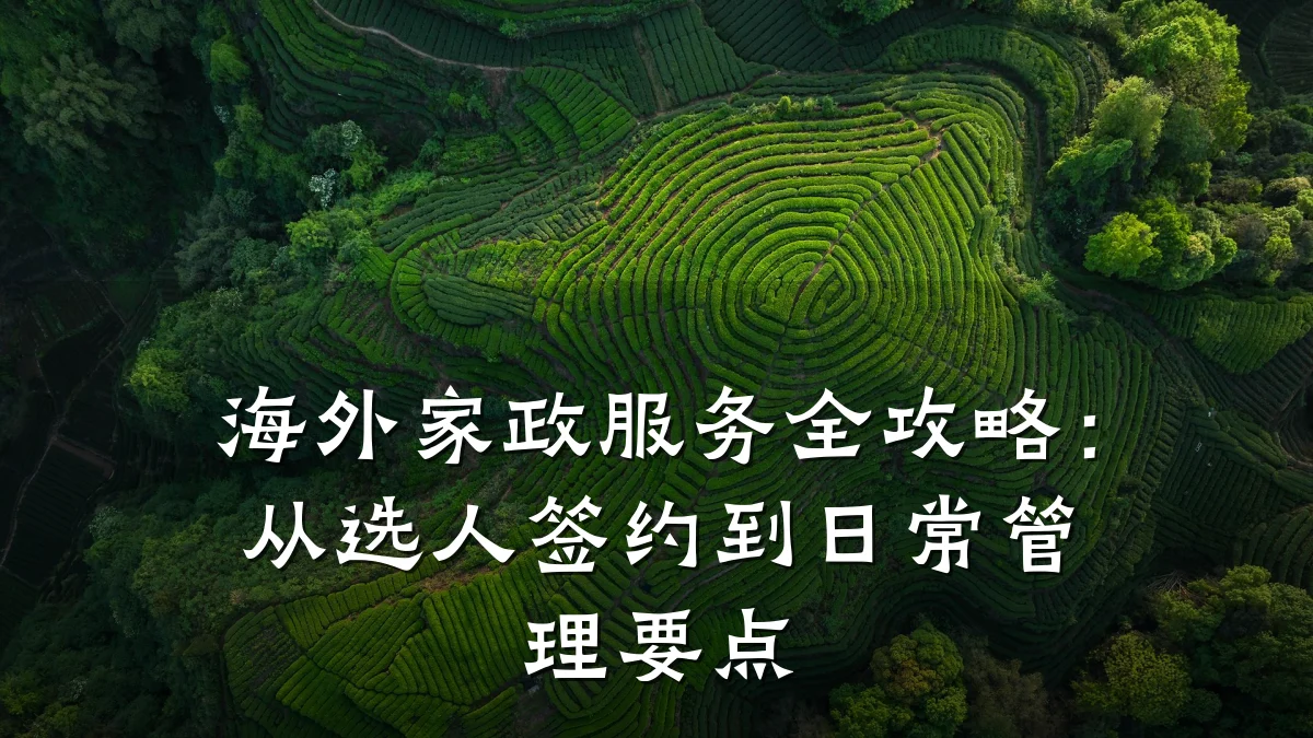 海外家政服务全攻略：从选人签约到日常管理要点