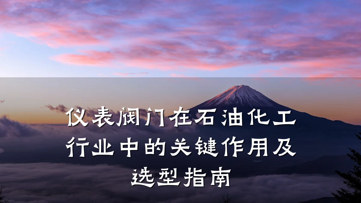 仪表阀门在石油化工行业中的关键作用及选型指南